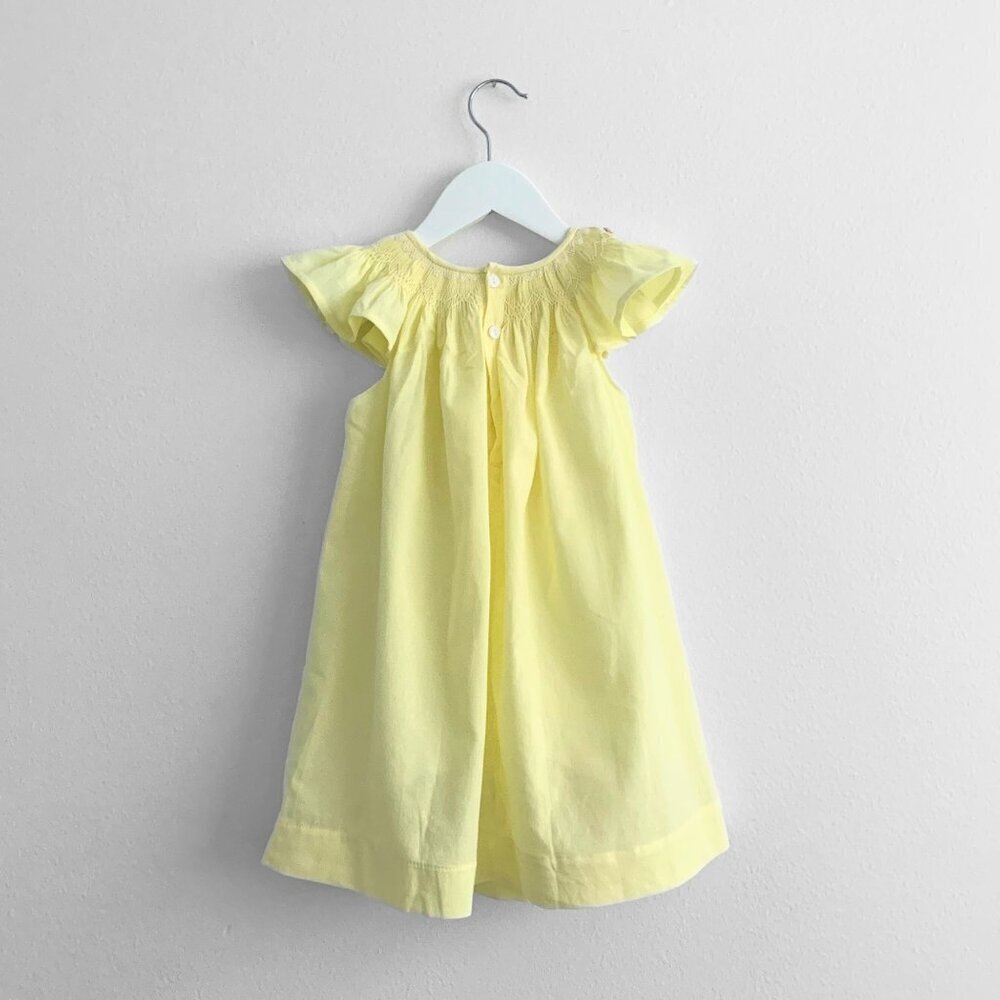 NWT Beautiful Girls Embroidered Smocked Bishop Dress Spring Flowers Yellow 3T - Picture 4 of 7
